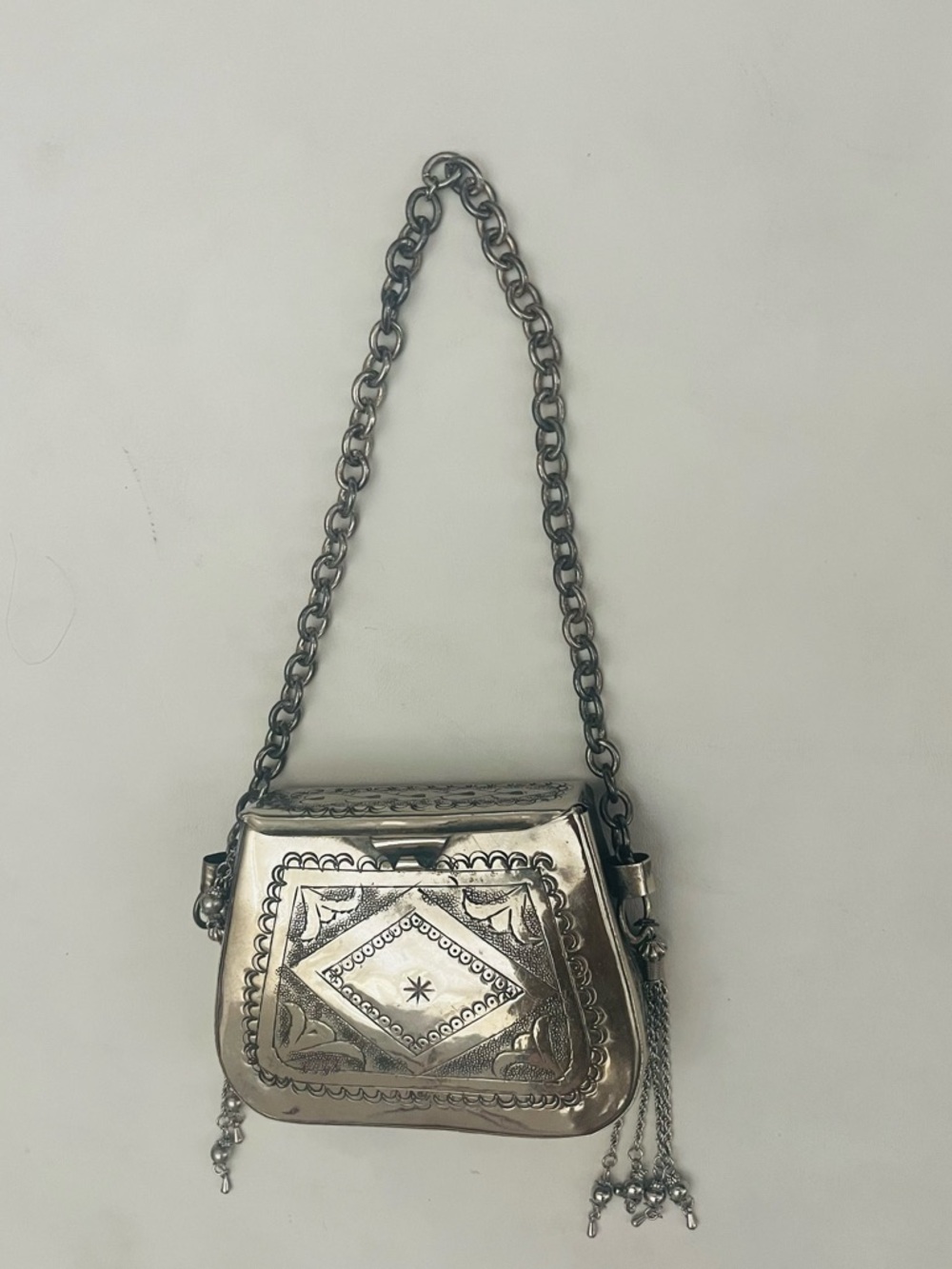 silver metal vintage Chico’s purse clutch coin purse